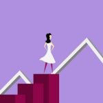 Growth Strategy - Illustration of woman analyzing financial line graphic