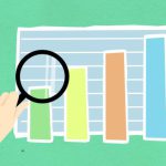 Seo Concept - Cutout paper illustration of human hand with magnifier and chart