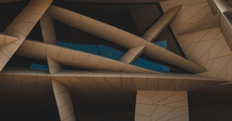 EdTech Innovation - Beige Modern Building with Abstract Structure and Pattern